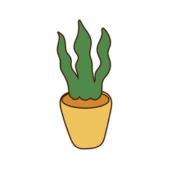 Sticker - houseplant in ceramic pot isolated icon