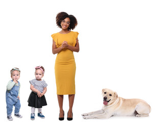 Sticker - Happy family in front of a white background