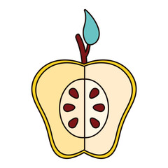 Poster - half yellow apple fresh fruit nature icon