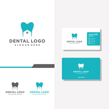 home dental logo design and business card vector