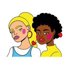 Wall Mural - afro and blond girls couple fashion pop art style