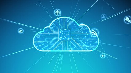 Cloud Technology Icon Network Symbol Digital devices on Internet background