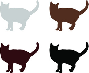 Wall Mural - set of cats silhouettes