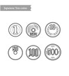 Japanese yen coins bank vector illustration 1yen, 5yen, 10hen, 50yen, 100yen, 500yen