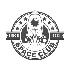 Vector logo, badge, symbol, icon template design with Space Adventure Theme
