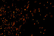 Flame Fire With Sparks On Black Background