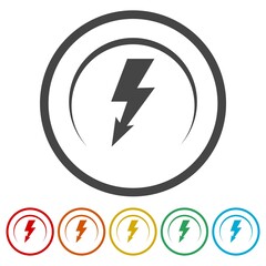 Poster - Lightning bolt ring icon, color set