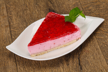 Wall Mural - Soft Raspberry cheesecake served mint