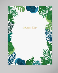 Wall Mural - Vector greeting card with tropical plants  with place for text