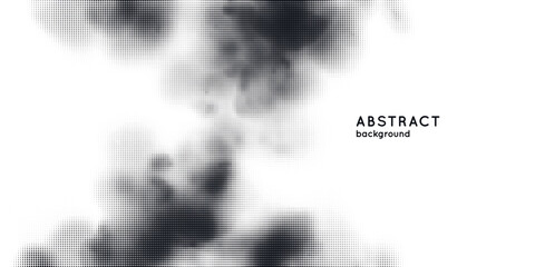 monochrome printing raster, abstract vector halftone background. black and white texture of dots.