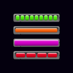 Wall Mural - set of rock stone game ui loading bar in various colors for gui asset elements vector illustration