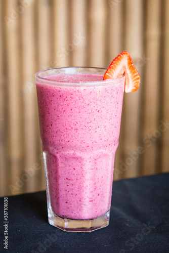 berry Fruit shake with a heart shaped piece of watermelon