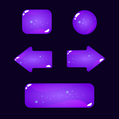 Wall Mural - set of game ui purple jelly button for gui asset elements vector illustration
