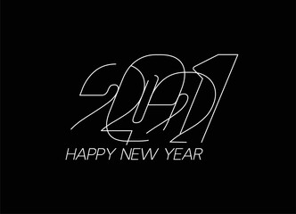 Happy New Year 2021 Text Typography Design Patter, Vector illustration.