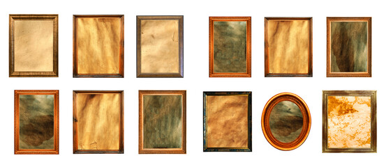 Canvas Print - set of vintage paintings isolated on white background