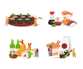 Sticker - Sushi Flat Colored Icon Set