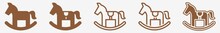 Rocking Horse Icon Set Brown | Rocking Horse Vector Illustration Set | Wooden Rocking Horse Icons Isolated Collection
