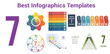 Universal set with 6 templates for 7 positions  Infographics conceptual cyclic processes. It can be use for workflow, banner, diagram, web design, timeline, area chart,number options