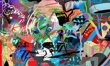 Abstract Multicolor Digital Art With Random Forms