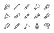 Lightbulb flat line icons set. Vector illustration different types of lamps. Editable strokes.