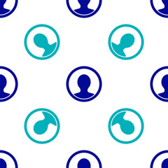 Blue Create account screen icon isolated seamless pattern on white background. Vector.