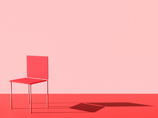 Poster - Concept decor background with red chair and blank space on wall