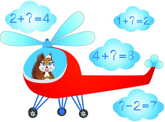 Educational games for children, for the calculation examples in the clouds.