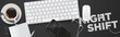 © Anjar G - Late night shift and study top view desk object realistic vector. flat lay study space realistic illustration