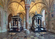 Panorama of interior of Chapel of the Magi (or Christian I's Chapel) in Roskilde Cathedral, Denmark, with sepulchral monuments of the Danish kings Christian III (left) and Frederick II (right).