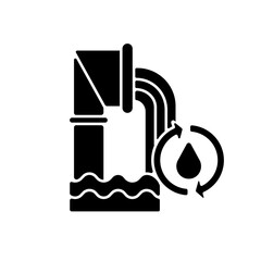 Sticker - Water and wastewater black glyph icon. Protecting public health. Sewer system. Ecosystem. Water quality. Safety. Removing contaminants. Silhouette symbol on white space. Vector isolated illustration