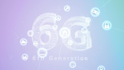6G Technology Icon Network Symbol Digital devices on Internet background