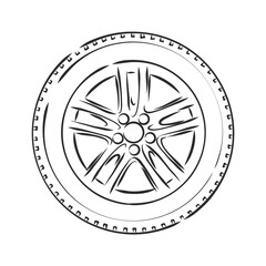 Wall Mural - Car Wheel Wire Model EPS10 Vector, car wheel, vector sketch illustration