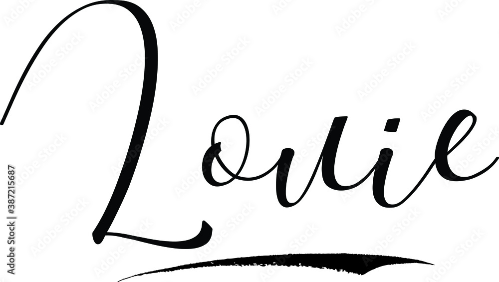 Louie -Male Name Cursive Calligraphy on White Background Stock Vector ...