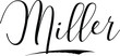 Miller -Male Name Cursive Calligraphy on White Background