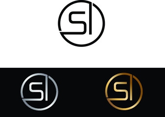 SI circle Shape Letter logo Design.