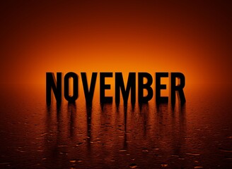 Wall Mural - november text word orange calendar background