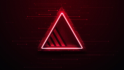 Mathematical interface, technology poster of red geometric figures