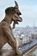 Wall Mural - Panoramic view of Paris city from Notre Dame roof