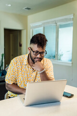 Wall Mural - man working from home on laptop computer