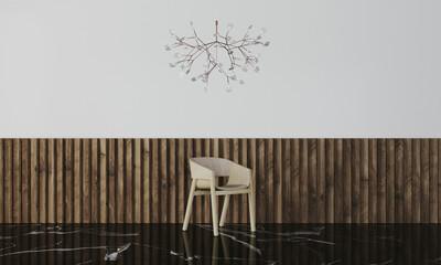 Light interrior with with minimalistic lamp