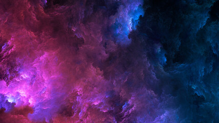 Wall Mural - abstract pink and blue beautiful fractal background in the form of clouds and feathers and is suitab
