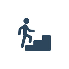 man ascending stairs icon on white background