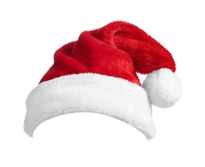 Red Santa Claus hat isolated on white