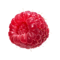 Wall Mural - Fresh ripe raspberry isolated on a white background. Macro shot.