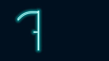 Poster - Glowing neon line Scythe icon isolated on black background. 4K Video motion graphic animation