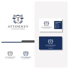 letter T law logo design and business card vector