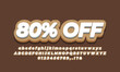 80 percent sale discount promotion text 3d brown