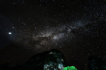 Wall Mural - backgrounds night sky with stars and milky way at thailand
