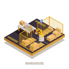 Wall Mural - Warehouse Automation Isometric Element 