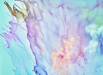 Fluid Art . Abstract colorful background, wallpaper. Mixing acrylic paints. Modern art. Marble texture. Alcohol ink colors  translucent